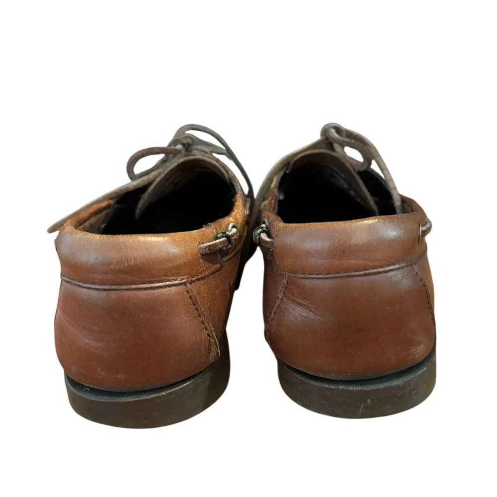 Bass Mens Brown Leather Boat Shoes Moc Toe Deck Shoes Casual Classic 8.5